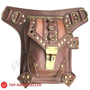 Faux Leather Drop Leg Bag Tactical Waist Pack Crossbody Shoulder Purse